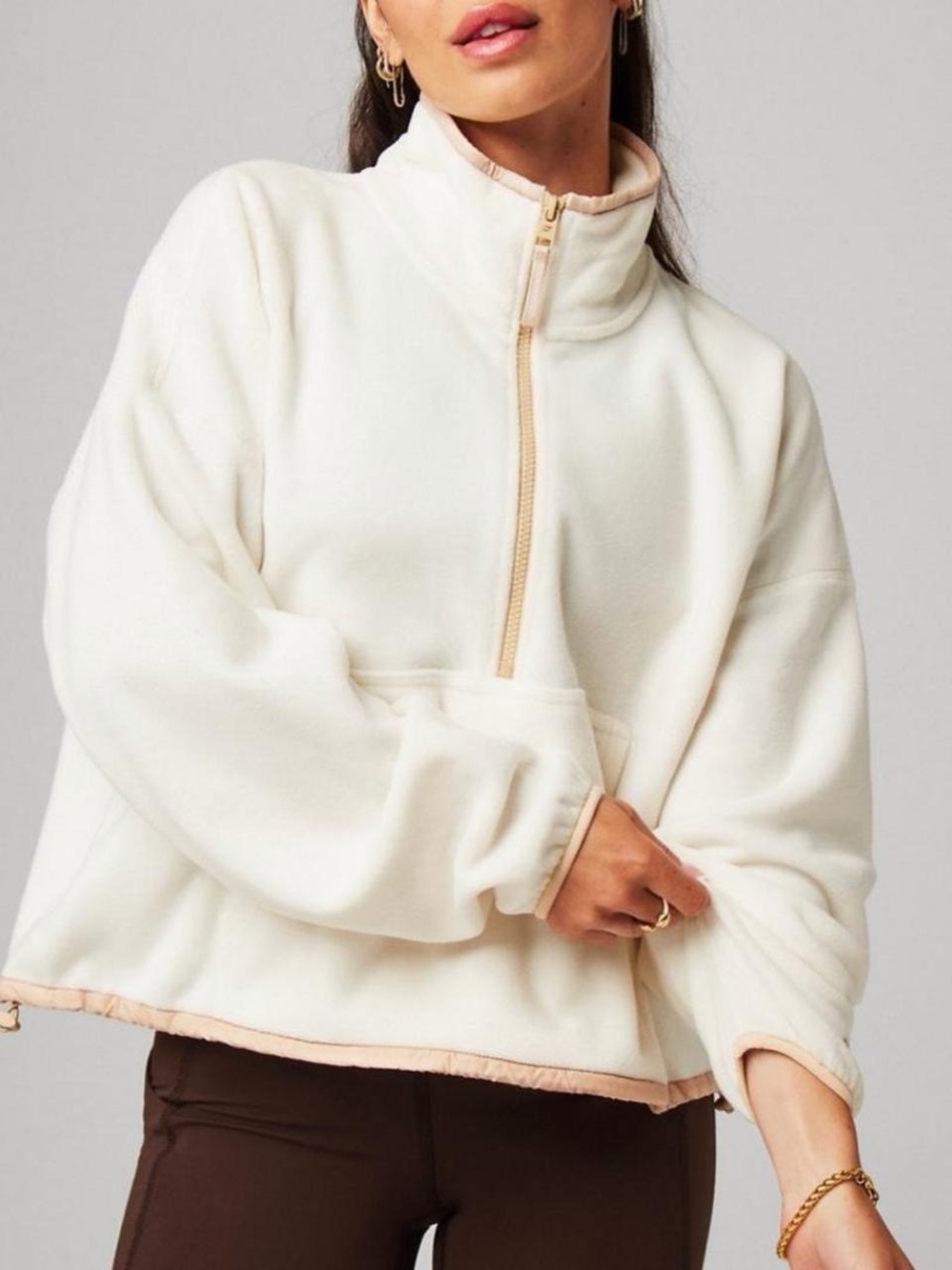 Cream cozy half zip sweatshirt